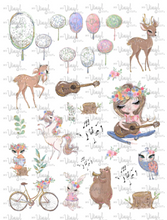 Load image into Gallery viewer, Waterslide Sheet of Decals brown hair BOHO SPRING Theme
