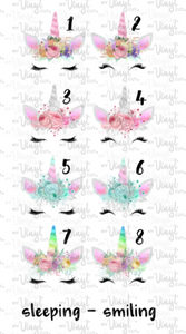 Waterslide Decal Spring Unicorn Faces 8 to choose from PICK ONE