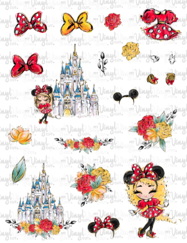 Waterslide Sheet of Decals waterproof inkjet MOUSE UPON A TIME