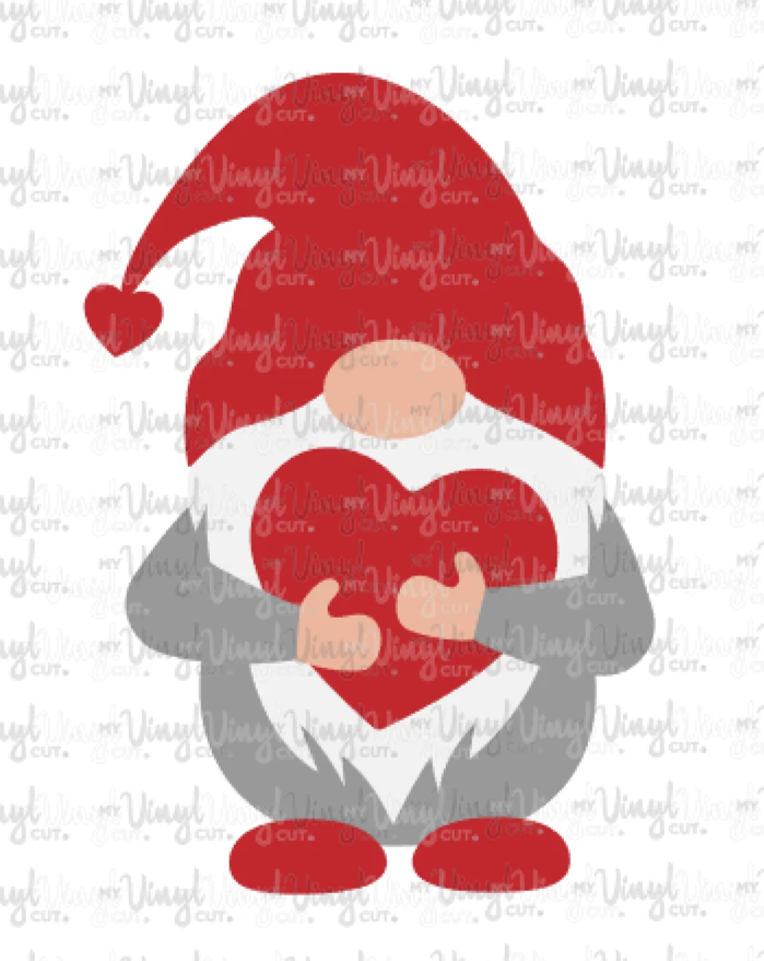 HTV Transfer Gnome Holding a Heart Valentine's Day