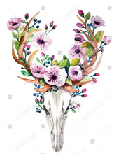 Load image into Gallery viewer, Waterslide Decal H9 Bohemian Deer Skull with Flowers