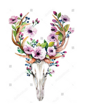 Load image into Gallery viewer, Sticker H9 Bohemian Deer Skull with Flowers