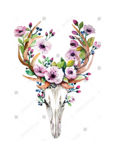 Sublimation Transfer Bohemian Deer Skull with Flowers