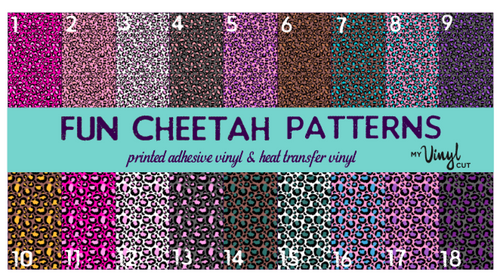 Printed HTV FUN CHEETAH Pattern Heat Transfer Vinyl 12 x 12 inch sheets