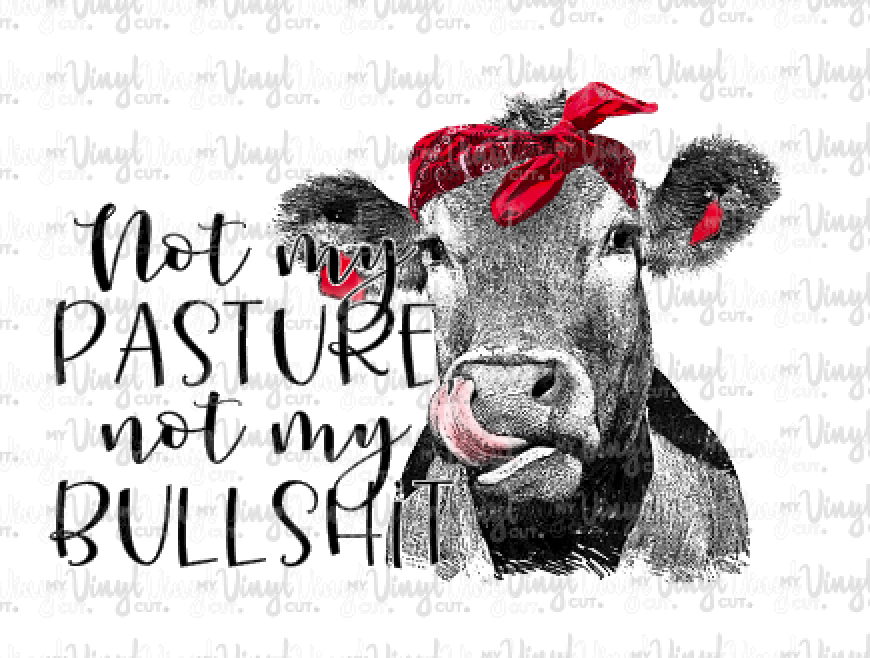 Waterslide Decal I4 Not My Pasture Cow w/Red Bandana