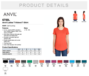 Anvil Ladies' Triblend T Shirt