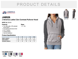 J America Ladies' Zen Contrast Pullover Hood