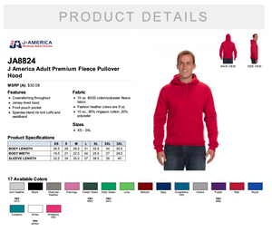 J America Adult Premium Fleece Pullover