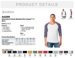 Alternative Unisex Baseball Eco-Jersey T Shirt