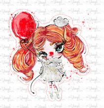 Load image into Gallery viewer, Sticker 24P Cute Girl Clown with Red Balloon