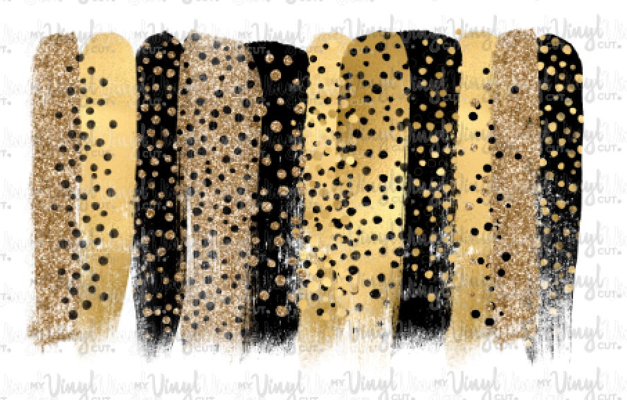 Waterslide Decal Gold and Black Glitter Cheetah Brush Strokes