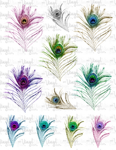 Waterslide Sheet of Decals PEACOCK FEATHERS Full Sheet