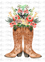 Load image into Gallery viewer, T Shirt Transfer Cowboy Boots with Flowers