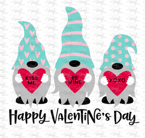 Waterslide Decal H8 3 Teal Gnomes holding hearts Valentine's day