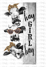 Load image into Gallery viewer, Waterslide Decal A9 Hay Girl Hay Cows on a board