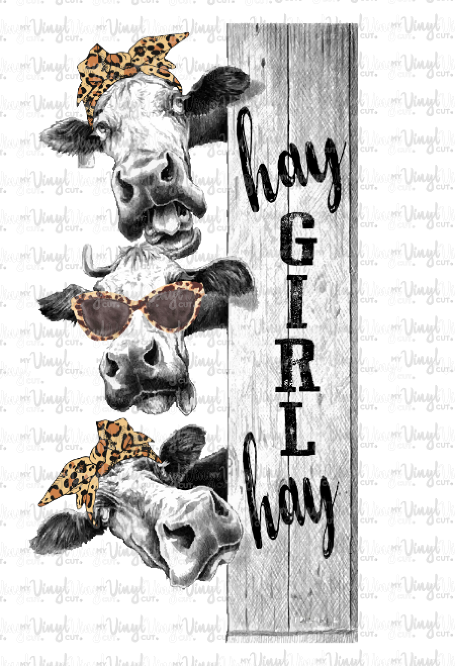 Waterslide Decal A9 Hay Girl Hay Cows on a board