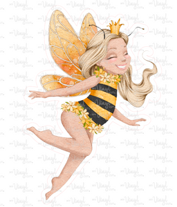 Sticker | 70F | Fairy Bee Girl | Waterproof Vinyl Sticker | White | Clear | Permanent | Removable | Window Cling | Glitter | Holographic