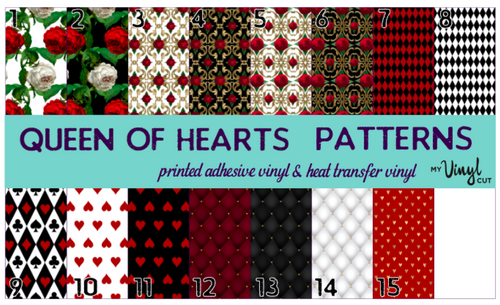 Printed Heat Transfer Vinyl HTV QUEEN OF HEARTS