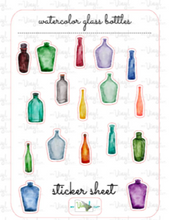 Load image into Gallery viewer, Sticker Sheet 48 Set of little planner stickers Vintage Glass Bottles