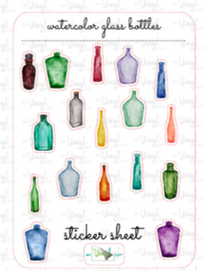 Sticker Sheet 48 Set of little planner stickers Vintage Glass Bottles