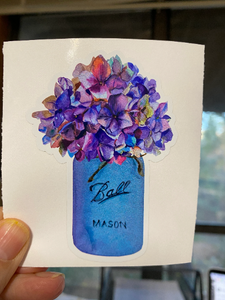 Sticker | 37D | Purple Flowers in a Vase | Waterproof Vinyl Sticker | White | Clear | Permanent | Removable | Window Cling | Glitter | Holographic