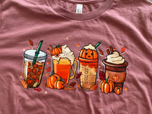 Load image into Gallery viewer, Fall coffee drinks t shirt