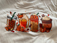 Load image into Gallery viewer, Fall coffee drinks t shirt