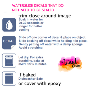 Waterslide Sheet of Decals dark skin pink hair POOL PARTY Theme